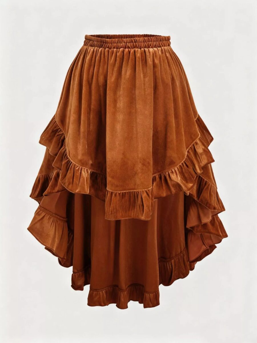 Plus Size Ruffled Velvet Statement Skirt | 4 Colors | Poundton