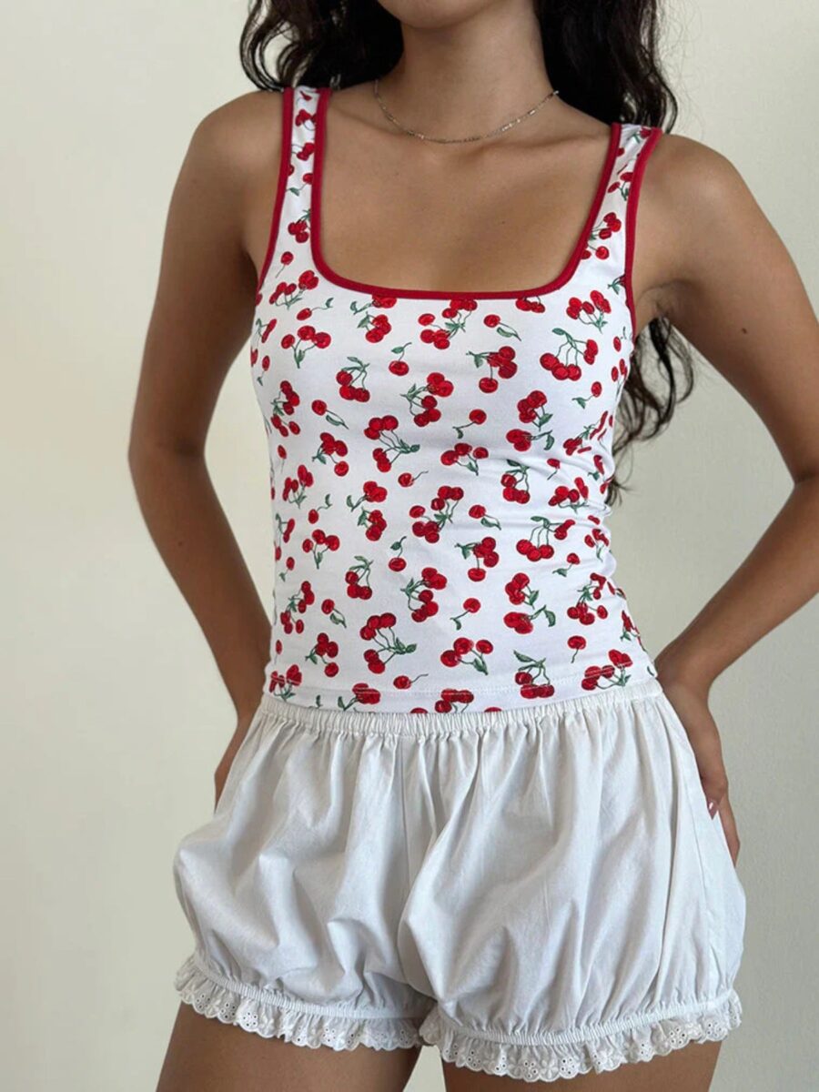 Cherry Darling Square Neck Knit Tank