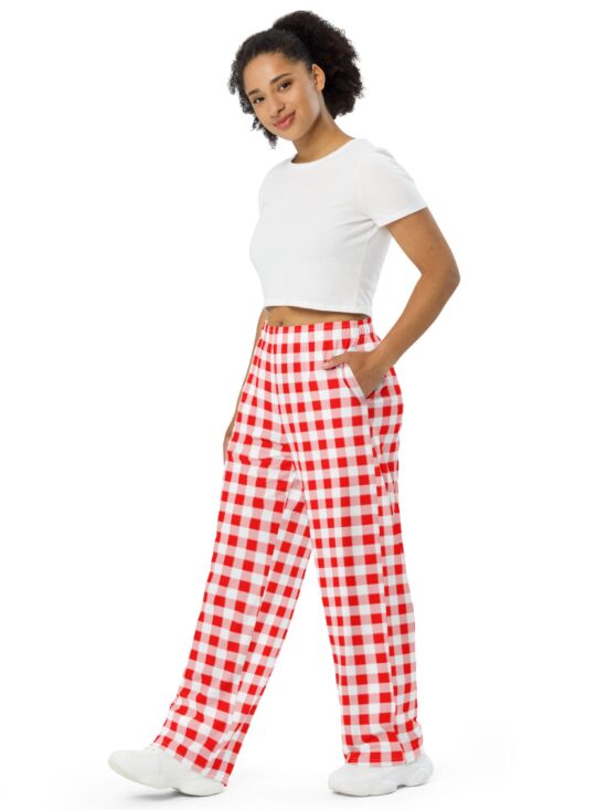 Hattie Ruby Red Gingham Wide-Leg Lounge Pants | Pinup Couture Relaxed