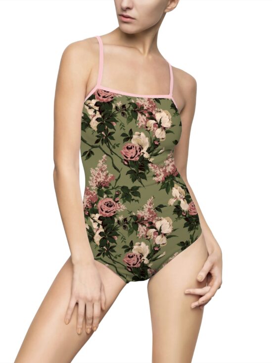 Devon Green Caledonia Bella Roses Strappy One-piece Swimsuit | Pinup Couture Swim