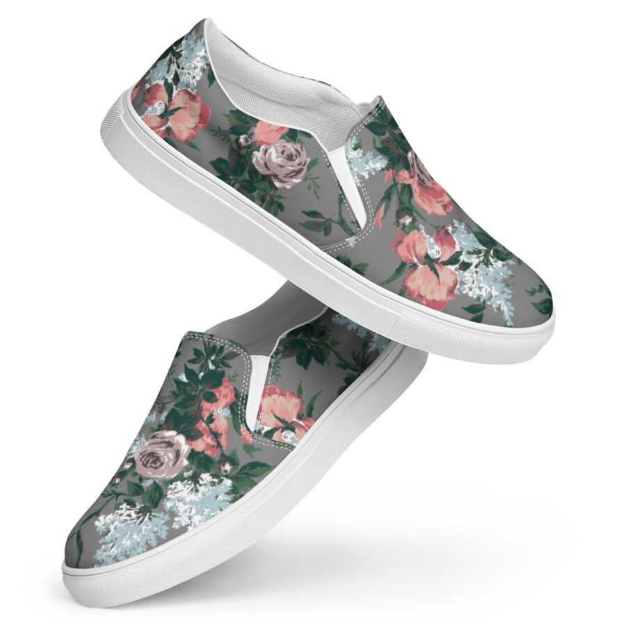 Women's Canvas Slip-On Deck Shoe in J'Adore Paris Bella Roses Floral